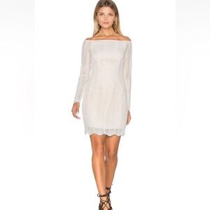 Keepsake Think Twice Long Sleeve Lace Dress - Ivory - Sz M